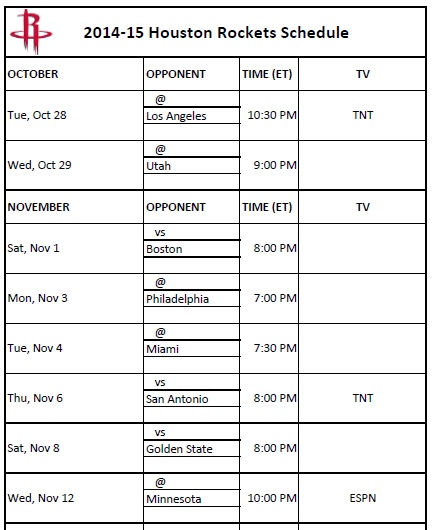 Houston Rockets - Printerfriendly