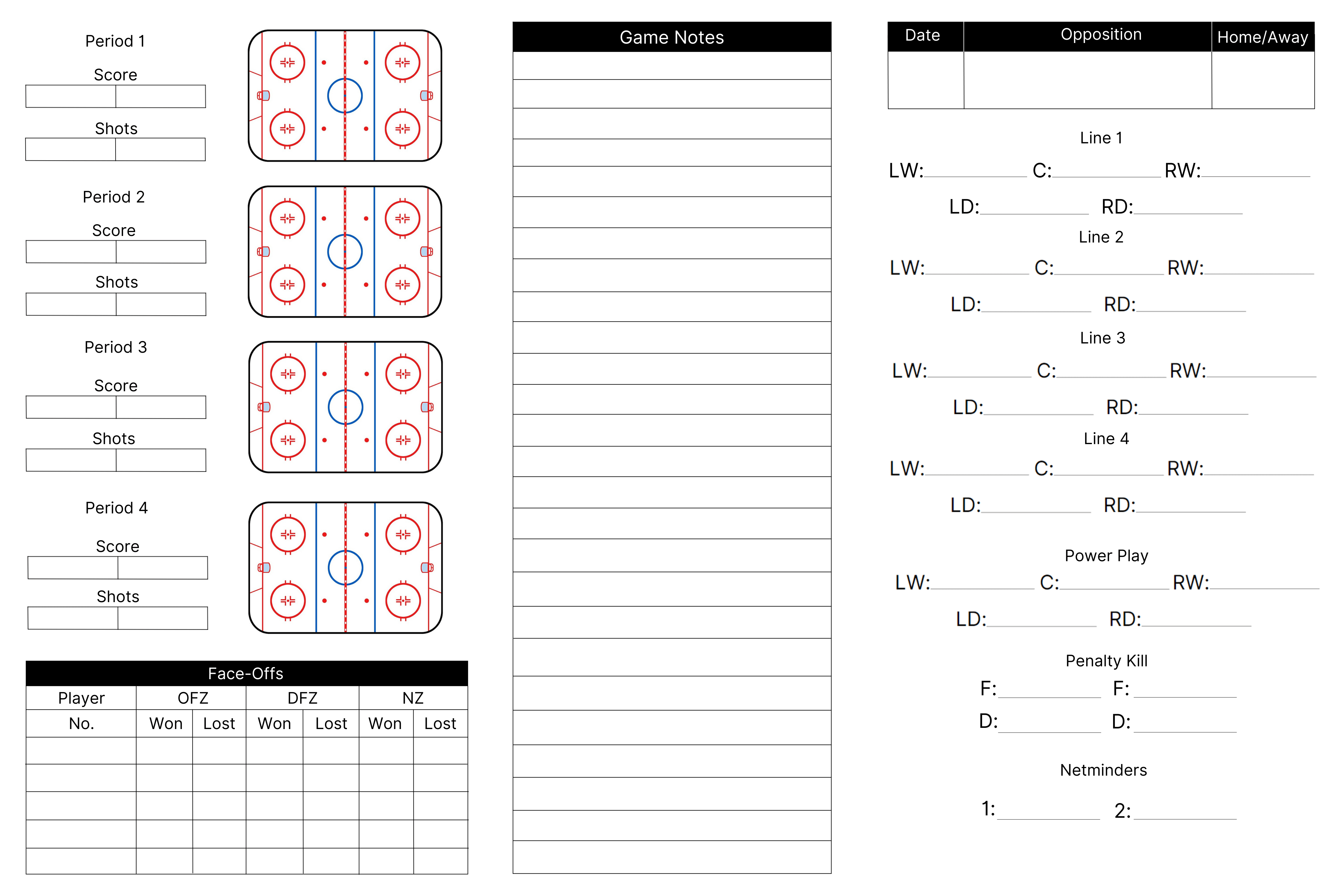 Download Printable Hockey Lineup Cards - Printerfriendly