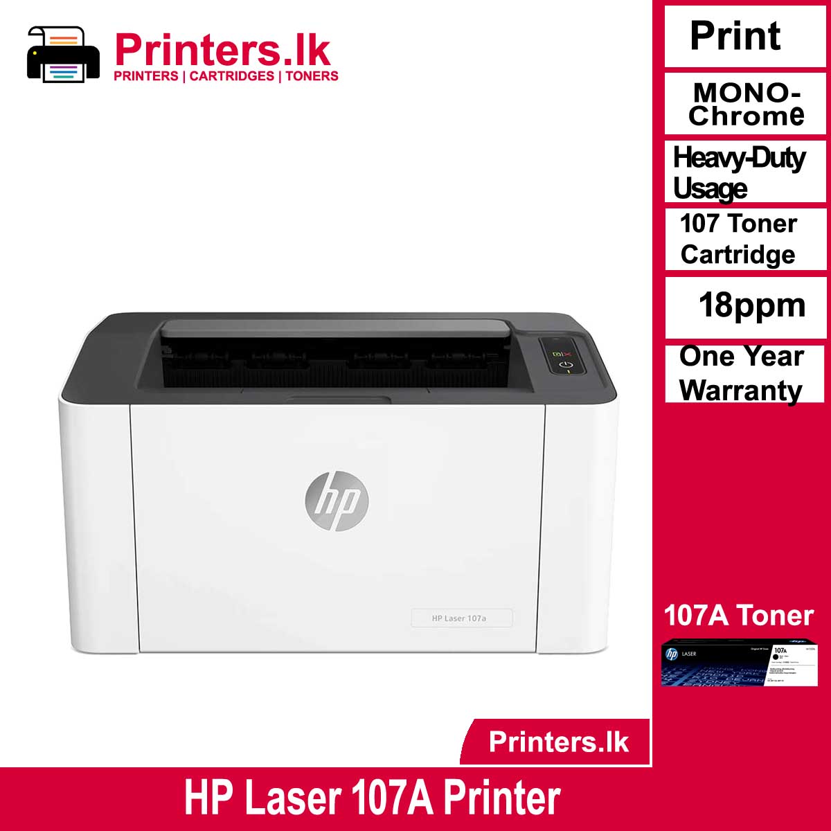 HP Laser 107a Printer PRINTERS.LK PVT LTD
