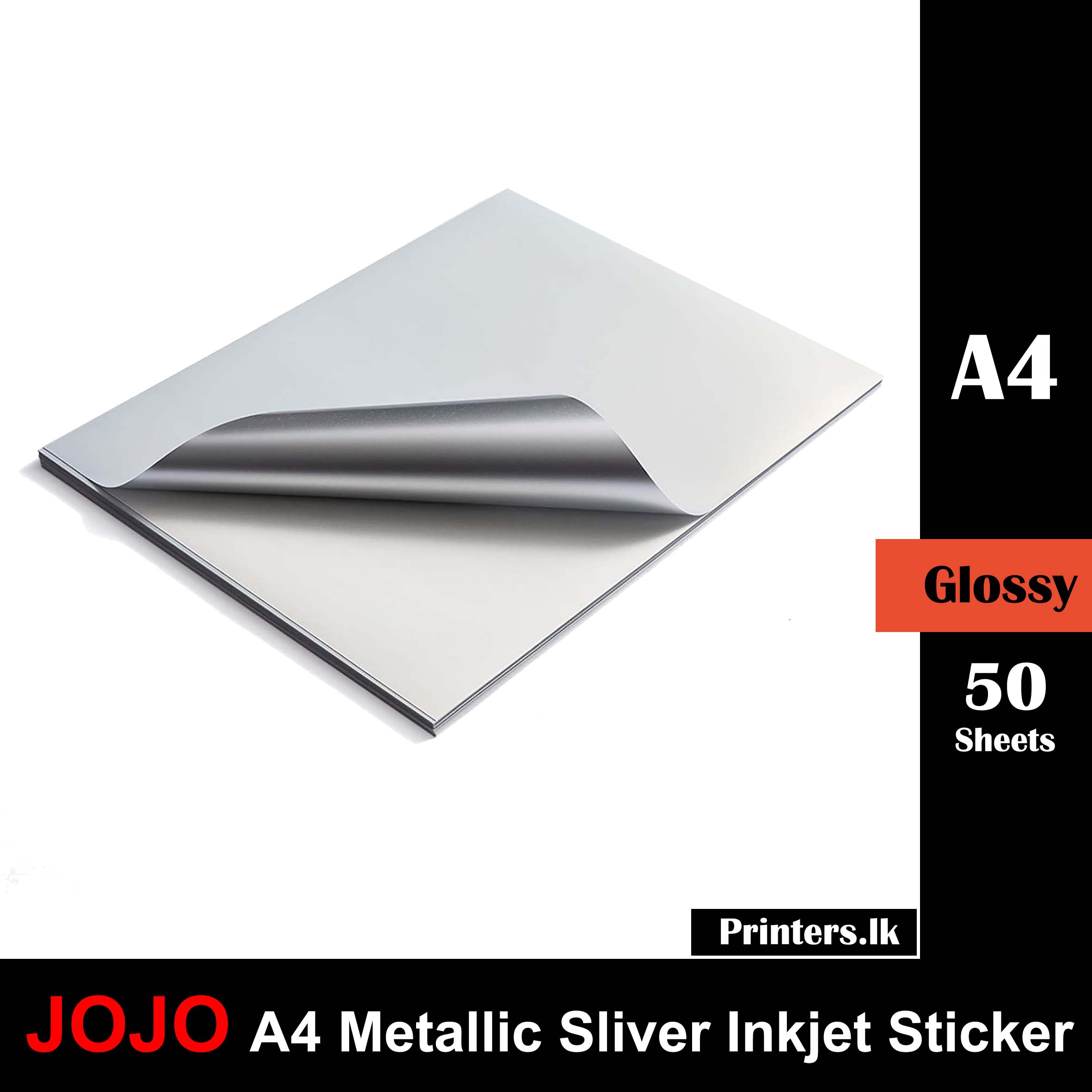 A4 Metallic Silver Inkjet Printable Sticker Sheet 50pcs @ Printers.lk