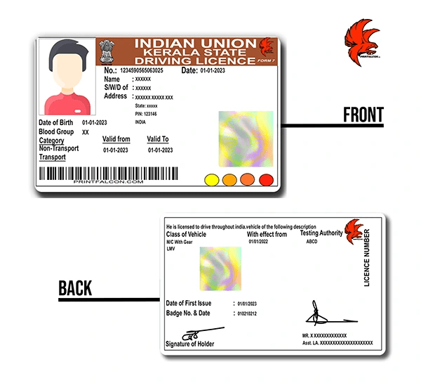 Kerala Driving Licence PVC Card Printfalcon One Click Pvc Card