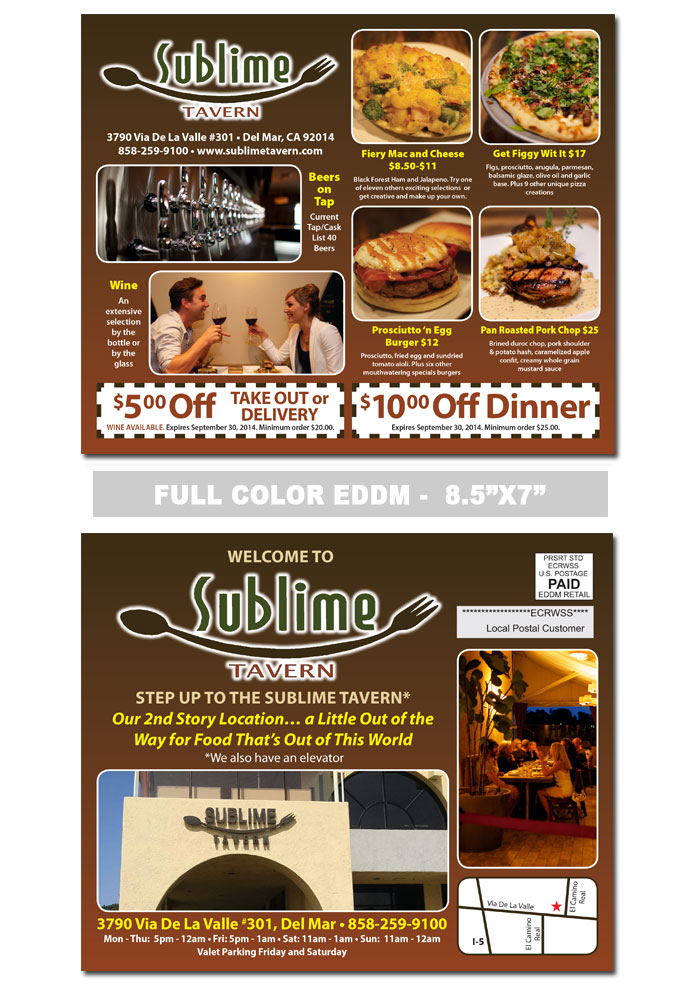 Restaurant Postcard Samples Print Label and Mail