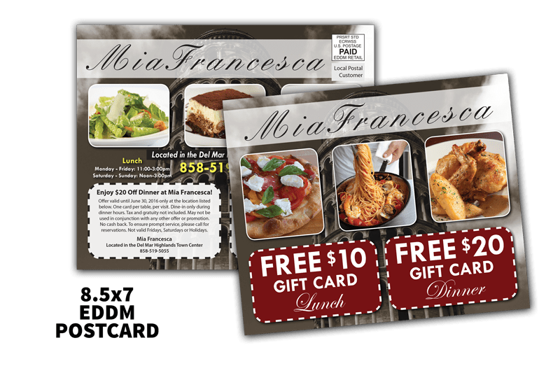 Restaurant Menu Mailer Sample Print Label and Mail