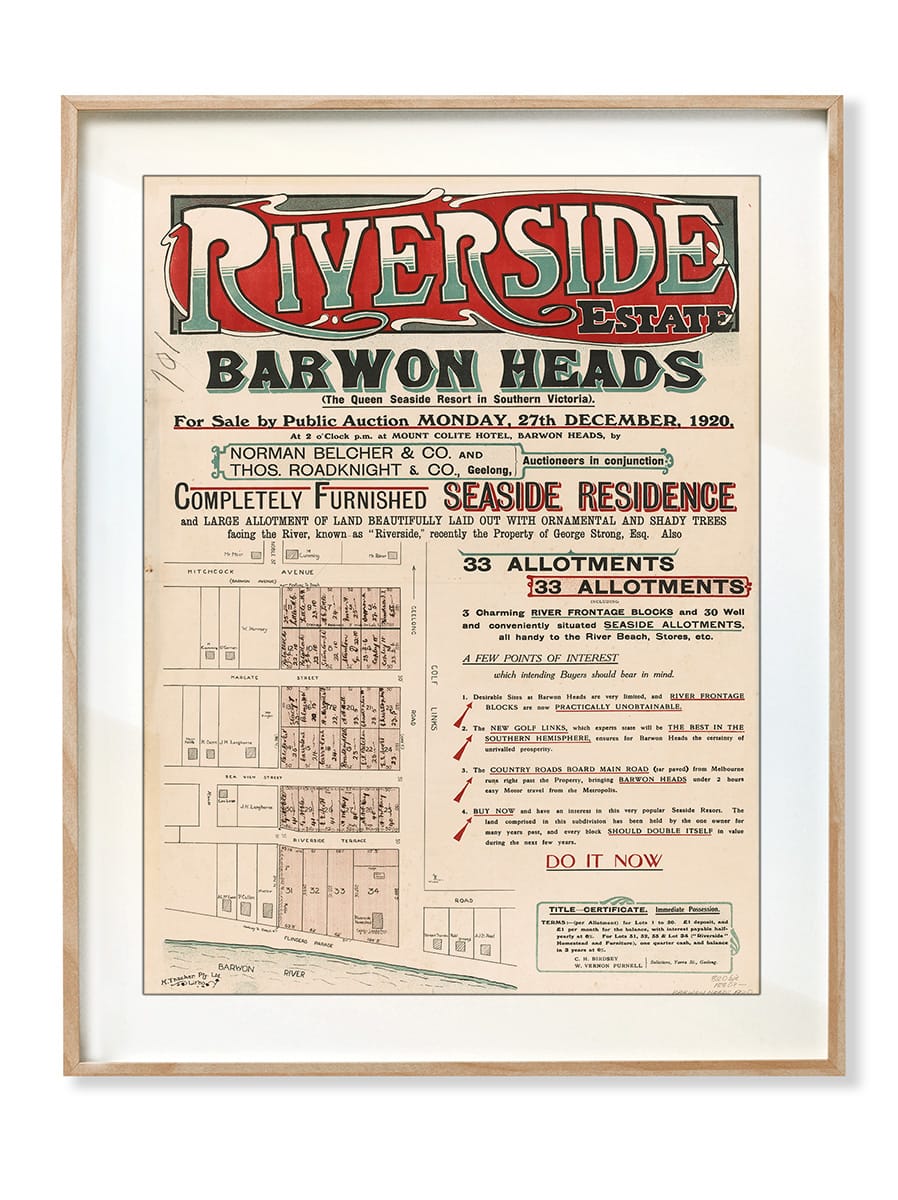 Riverside Estate Barwon Heads Print Modern Map Print