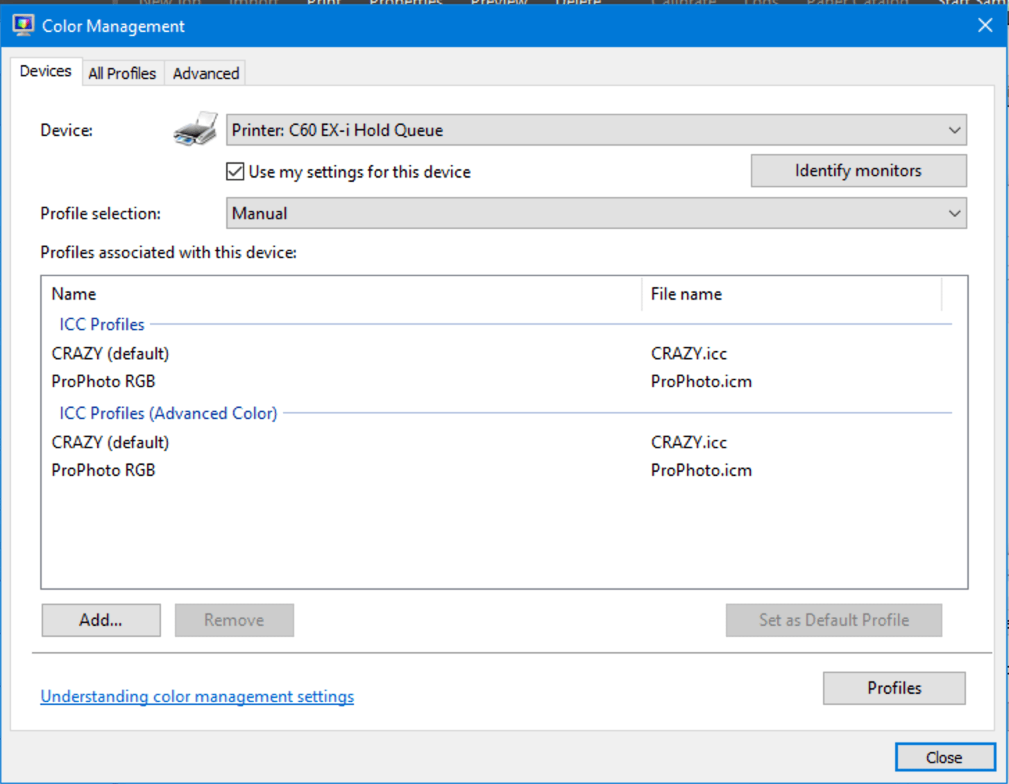 Windows Color Management of Print Drivers?