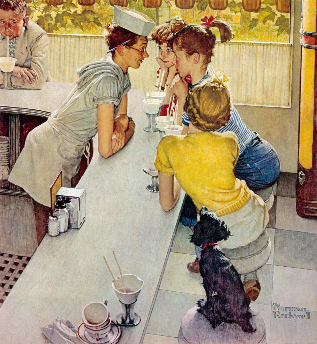 Soda Jerk, 1953 by Norman Rockwell Paper Print Norman Rockwell