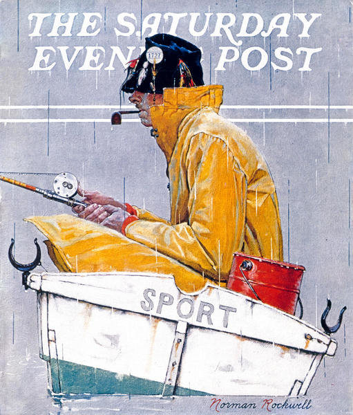 Sport (Man in Fishing Boat), 1939 by Norman Rockwell Paper Print