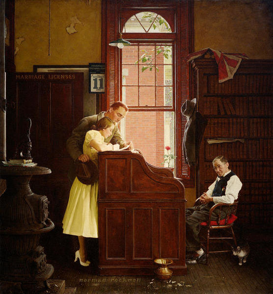 Marriage License, 1955 by Norman Rockwell Paper Print Norman