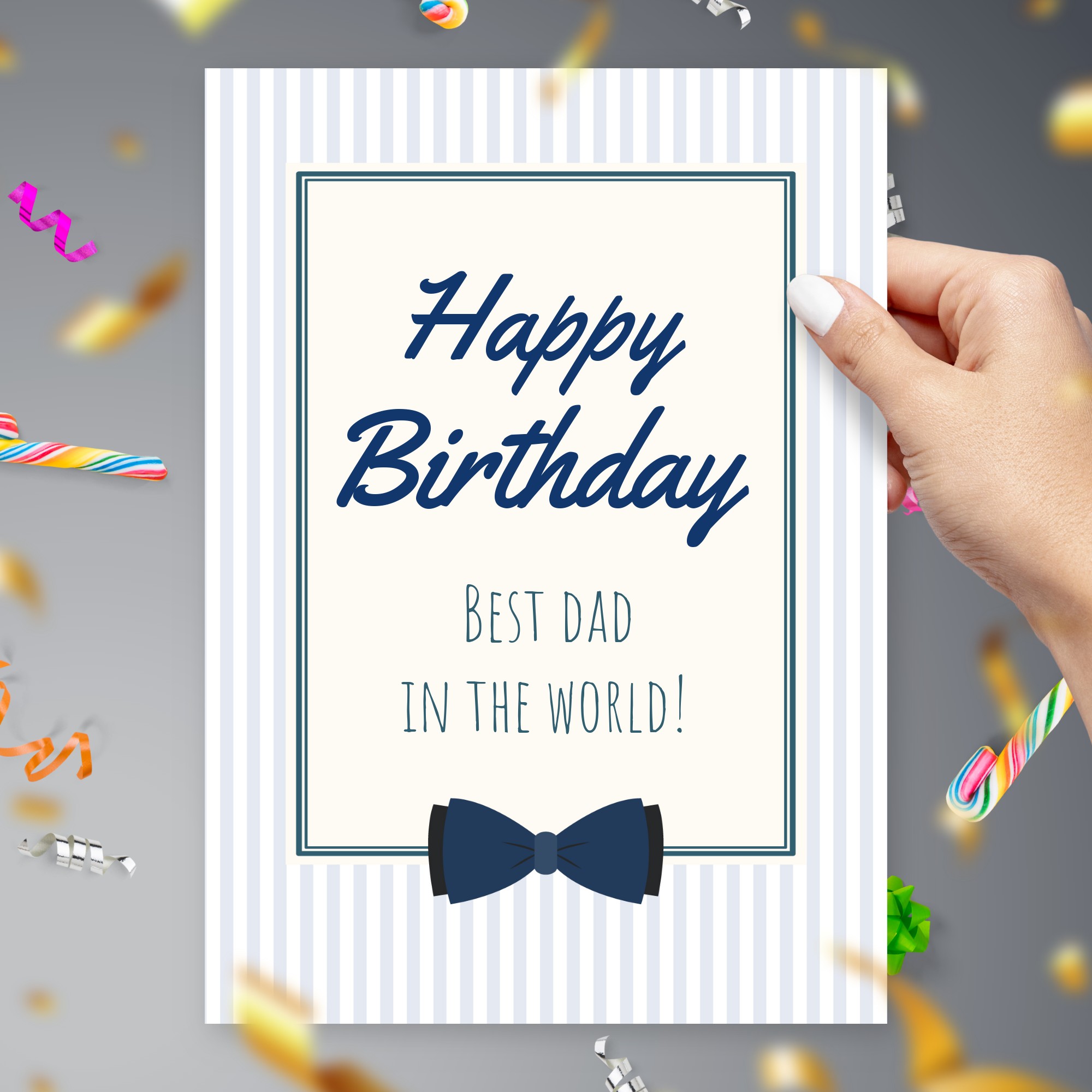 Happy Birthday Card To The Best Dad In The World Template Editable Online