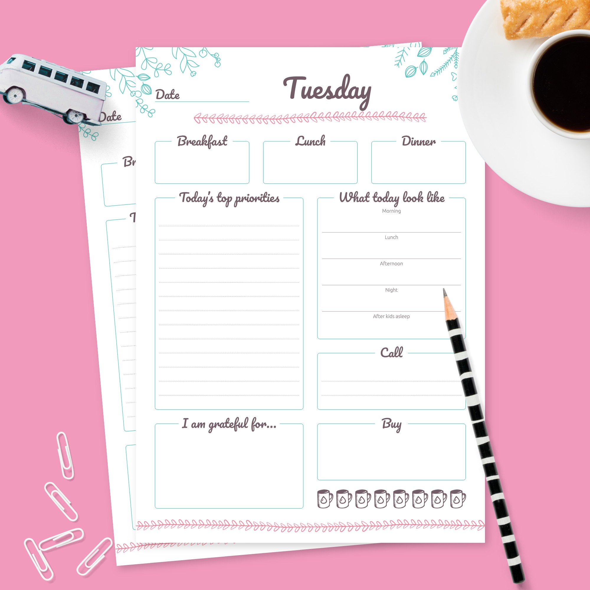 Weekly Organizer Pages Template Printable PDF