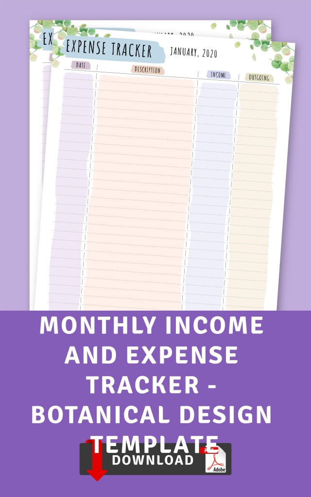 Monthly and Expense Tracker Botanical Design Template