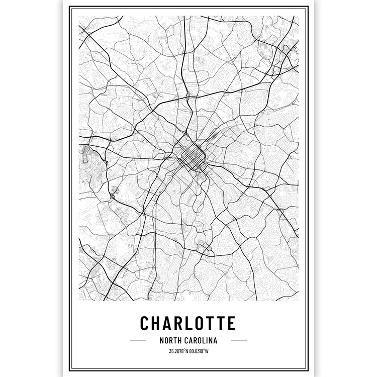 Charlotte North Carolina USA City Map