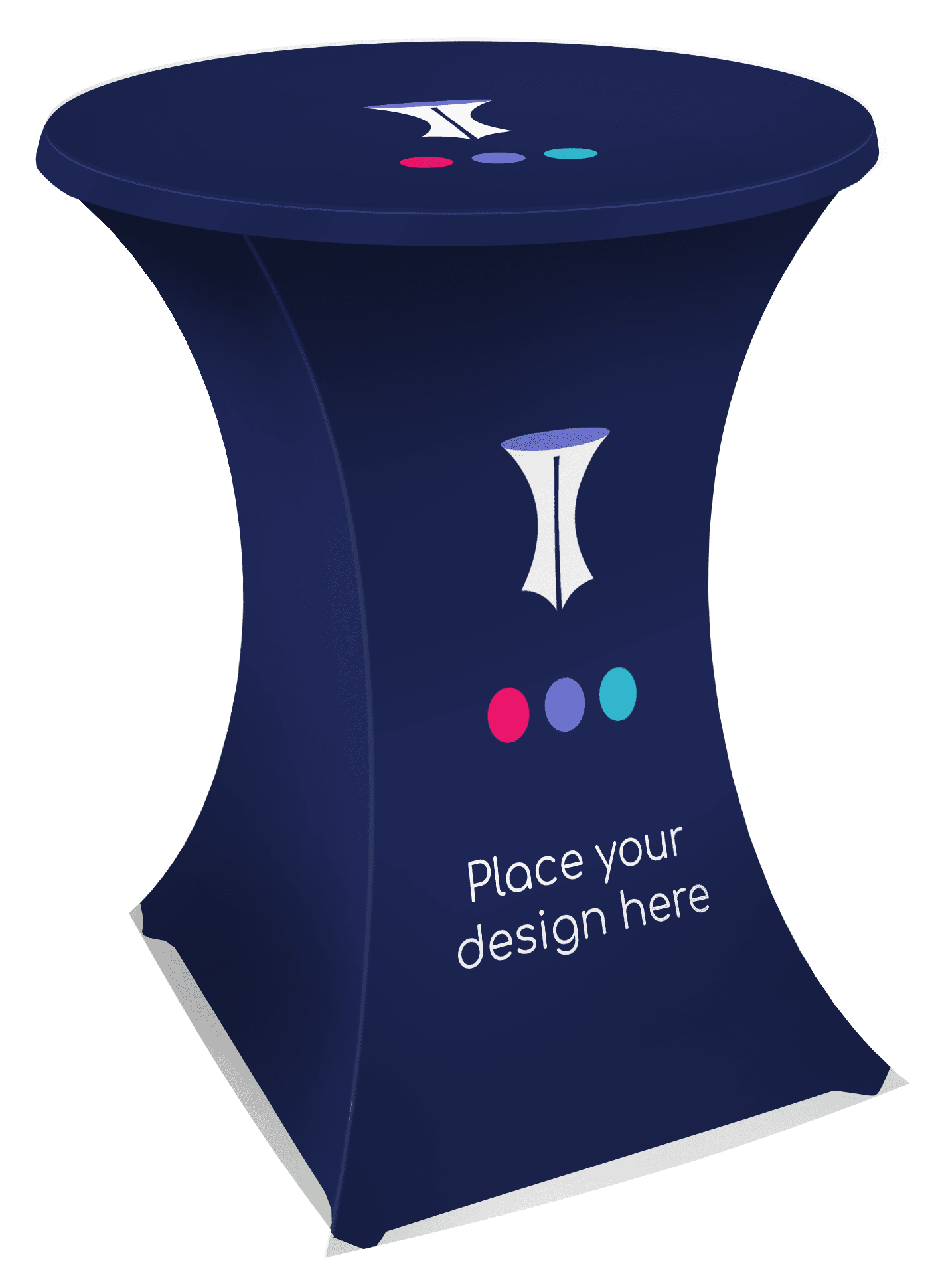 Print your standing table covers with your logo or photo...