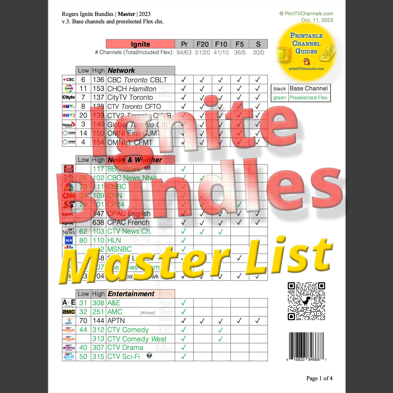 Rogers Ignite TV Bundle Comparison 2023 Ignite Flex Channels