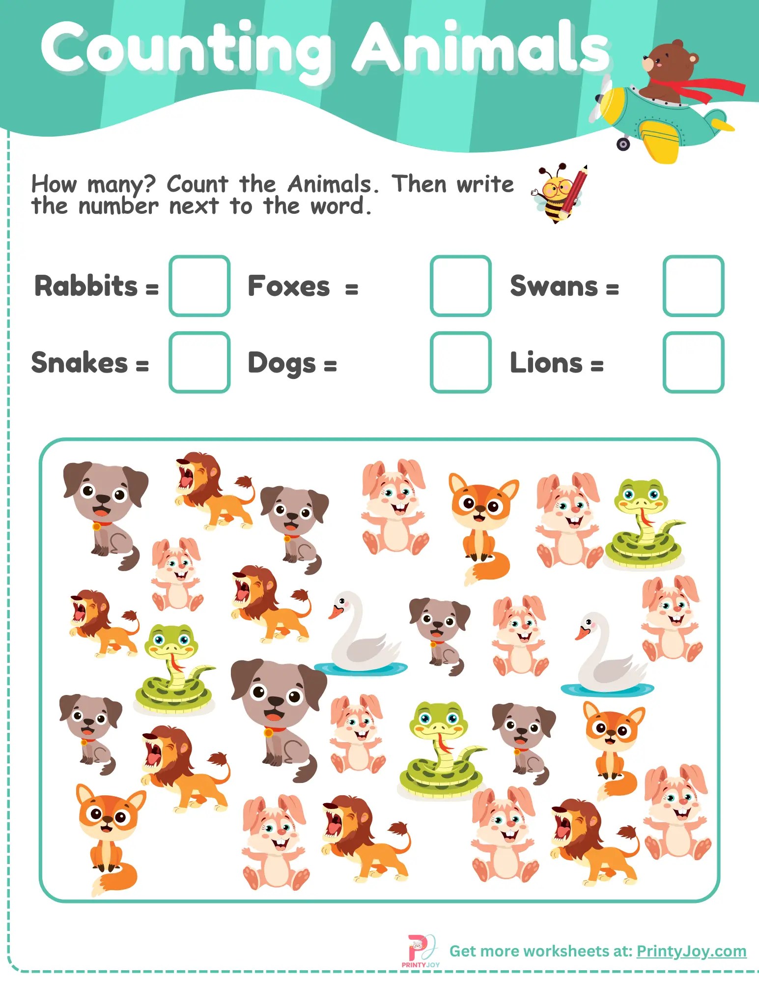 Counting Animals Worksheets Free