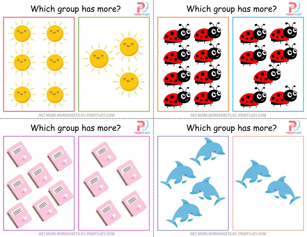 More or Less Flashcards Free Printable