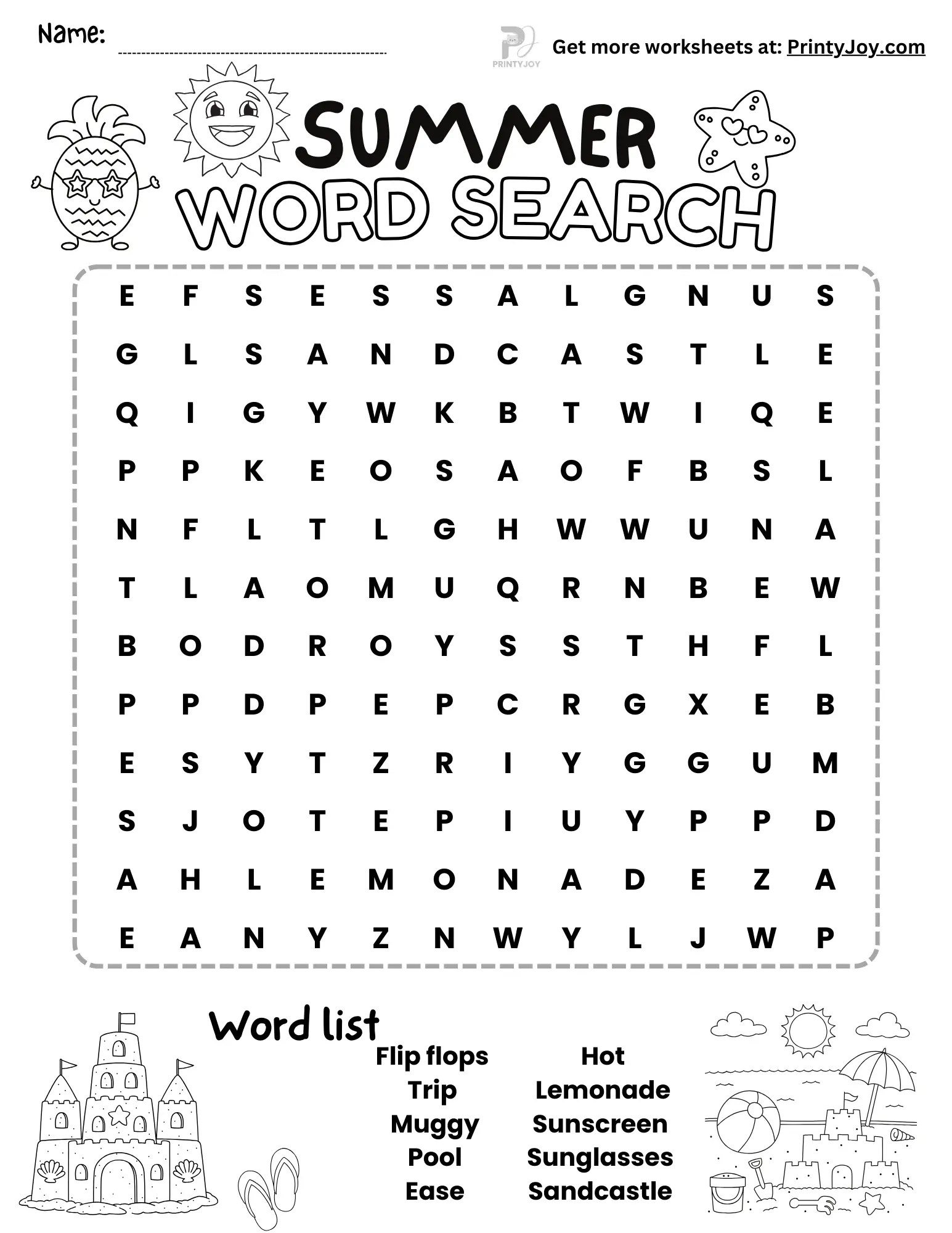 Summer Word Search Free Printable