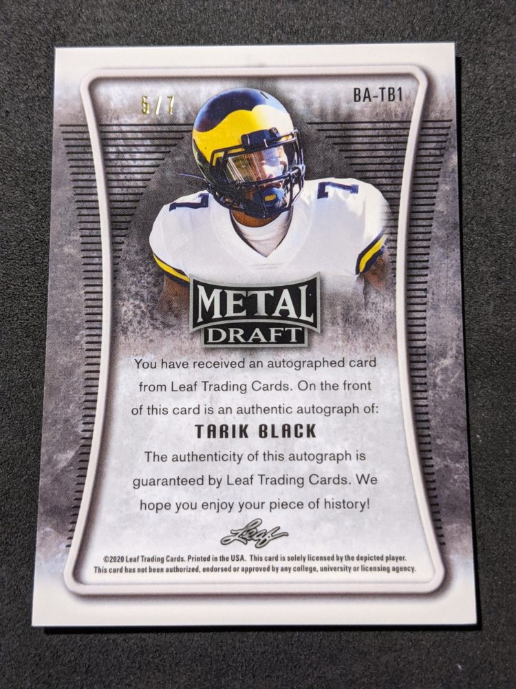 2021 Leaf Metal Draft Black Wave Tarik Black Auto 5/7 RC Priority