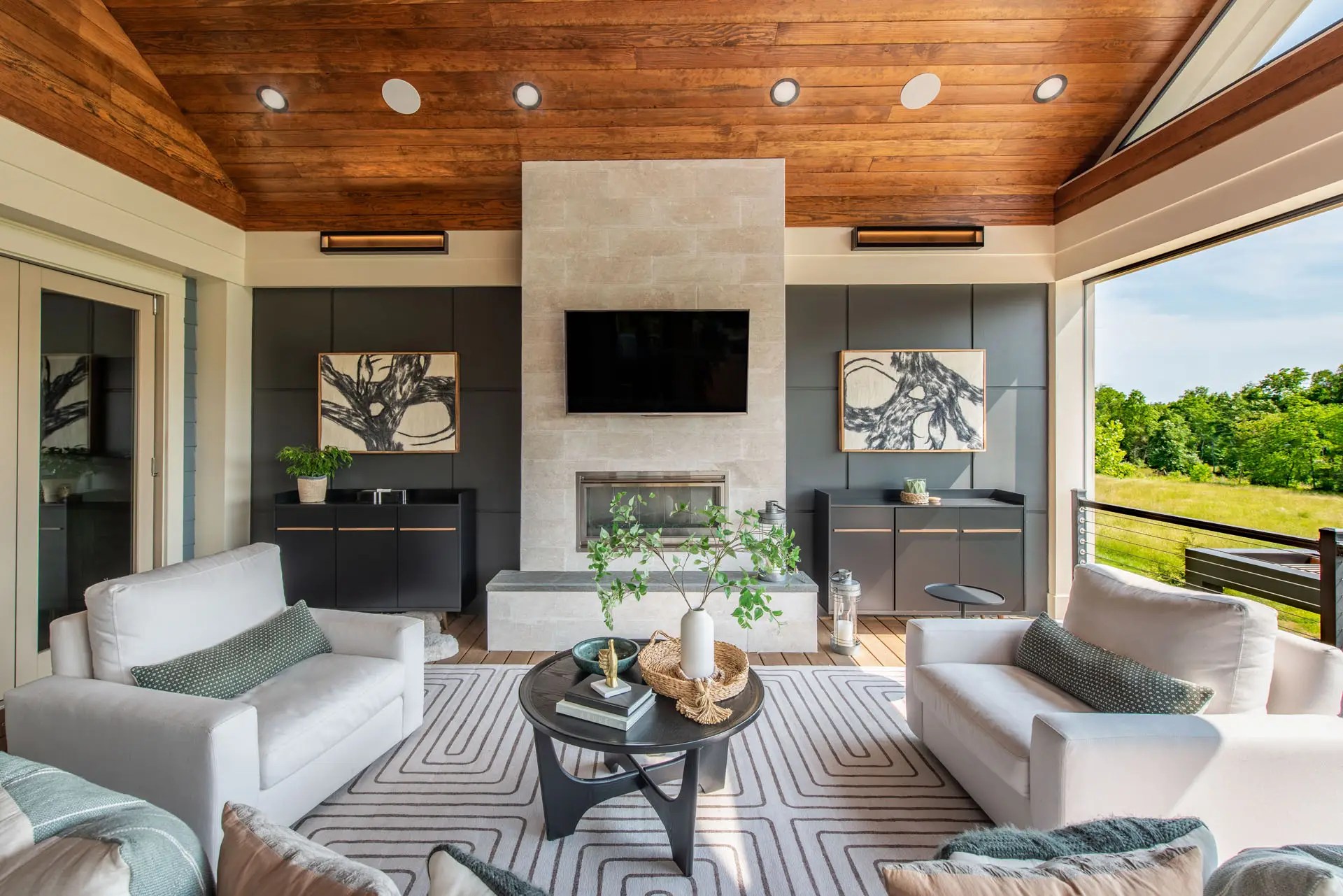 Beachy Modern Project with Custom Built Fireplace