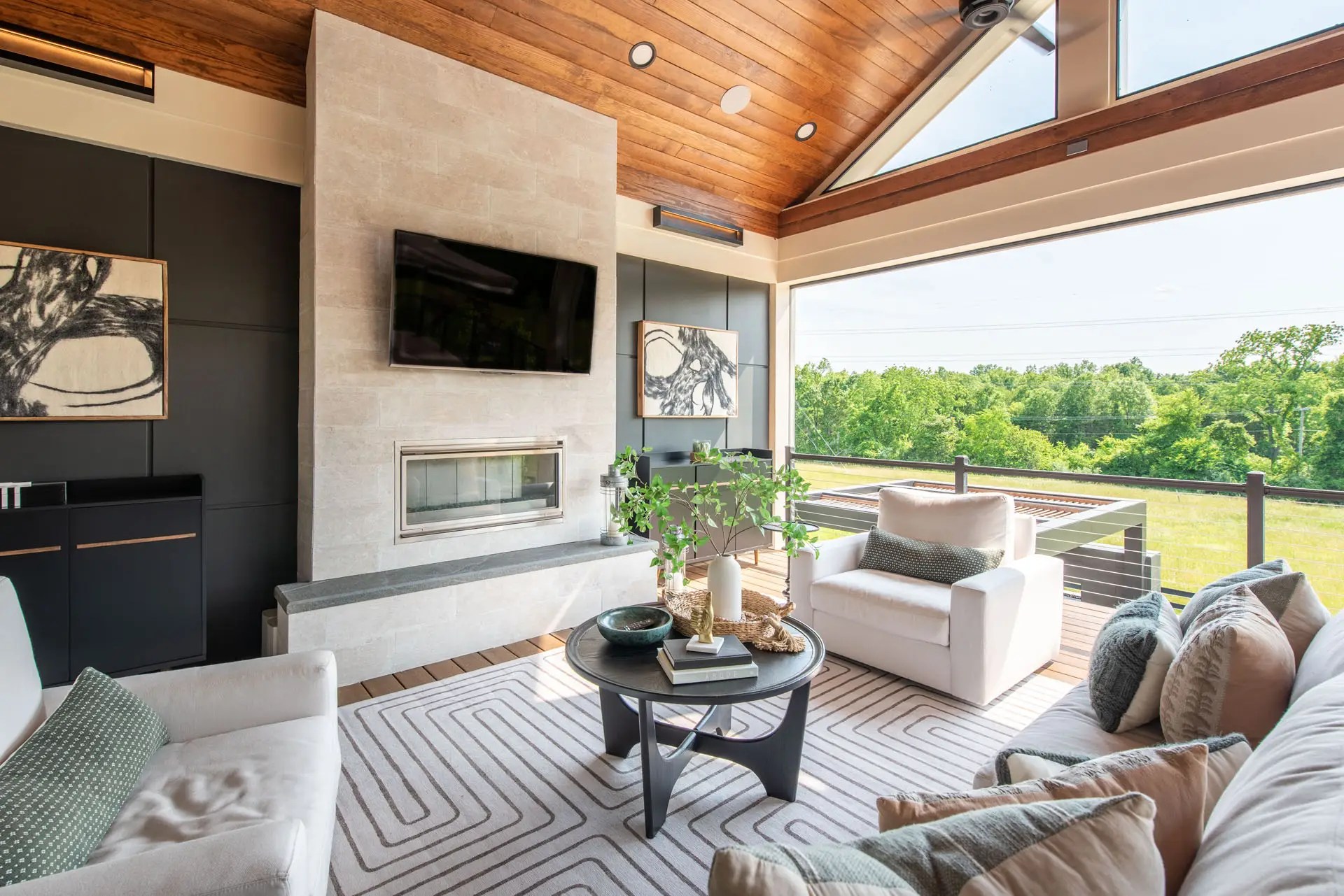 Beachy Modern Project with Custom Built Fireplace
