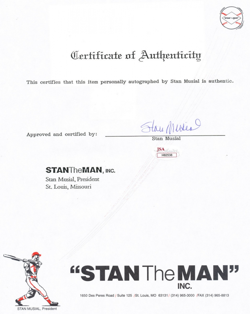 Stan Musial Signed Letter (JSA COA) at Pristine Auction