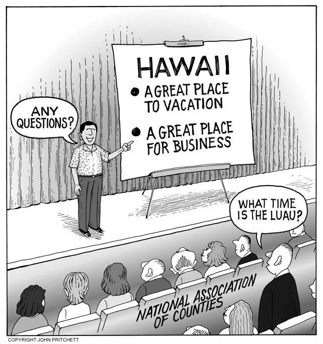 Nationl Association of Counties Convention cartoon, Hawaii Convention