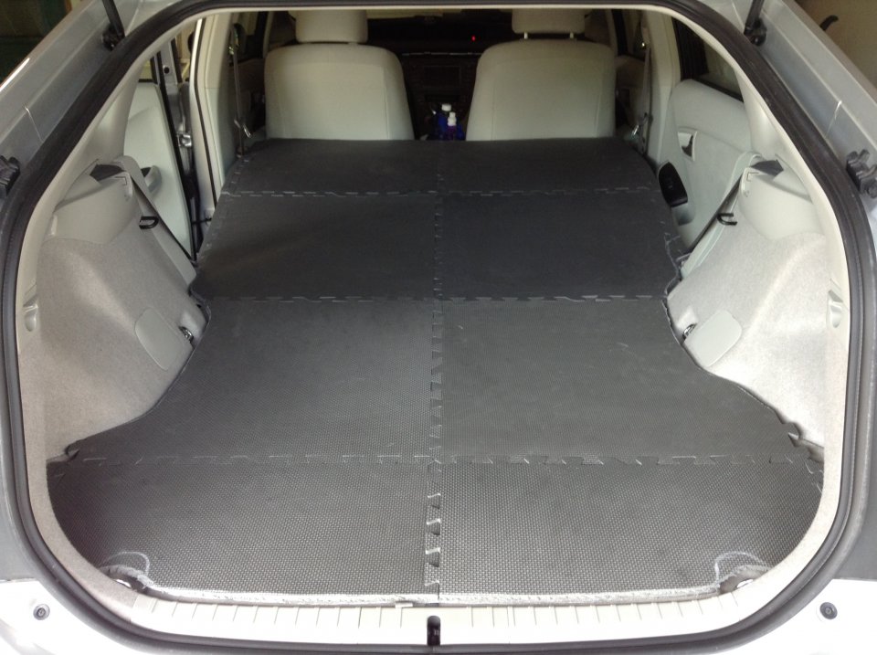 Prius as a Recreational Vehicle, Part 2 inexpensive floor mat/sleeping