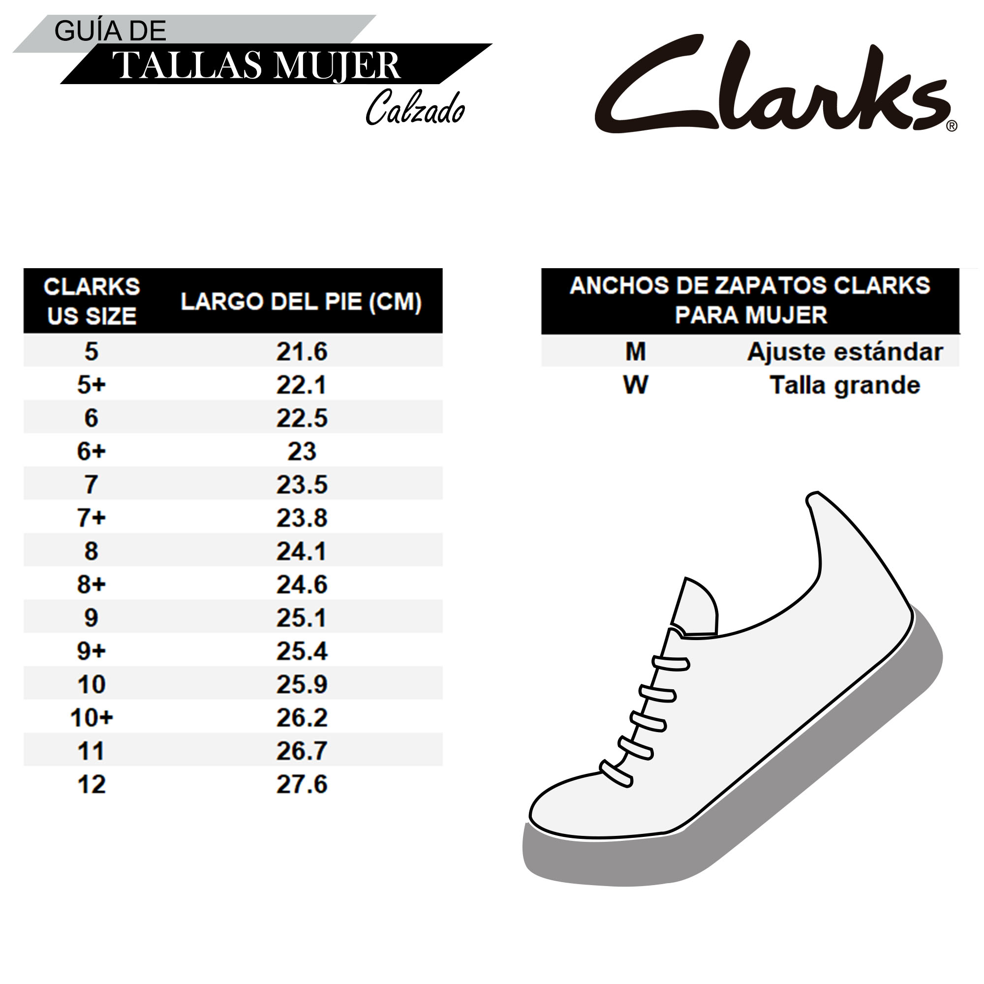 ClarksTallas calzado mujer Privalia