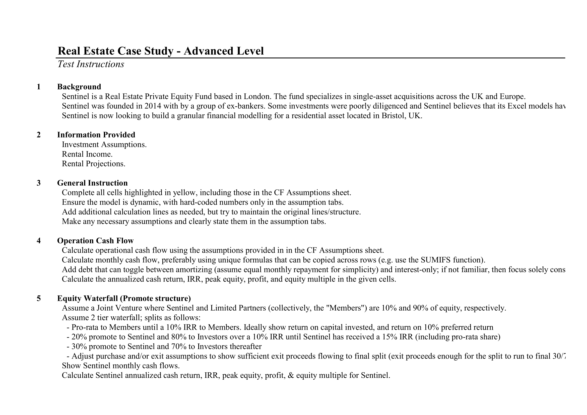 Real Estate Case Study Advanced Level Private Equity Bro