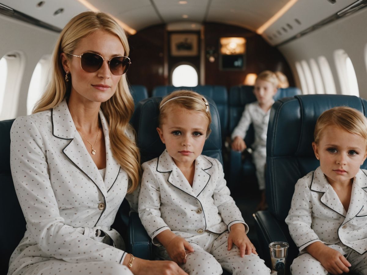 Paris Hilton Twins with Son Phoenix and Daughter London in Matching