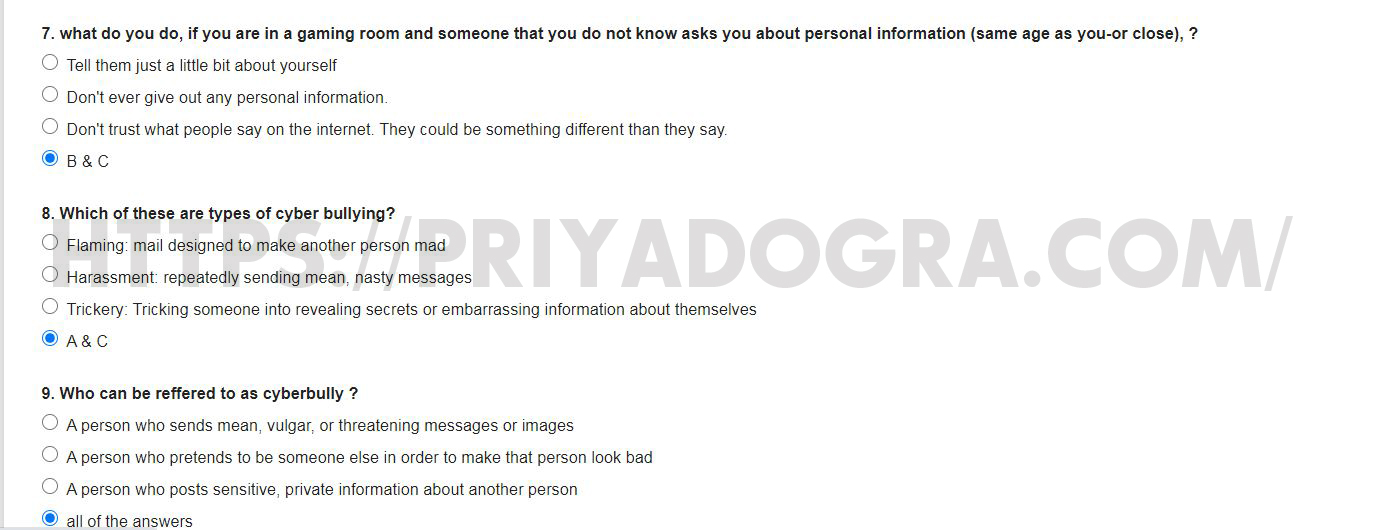Cyber Bullying Quiz Answers ISEAInformation Security Education Awareness