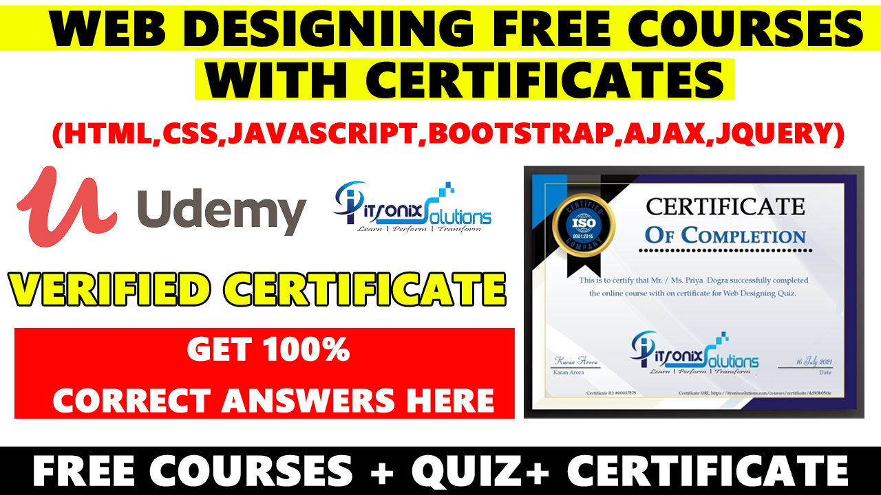  Designing Free Courses with Free Certificate HTML,CSS, Javascript