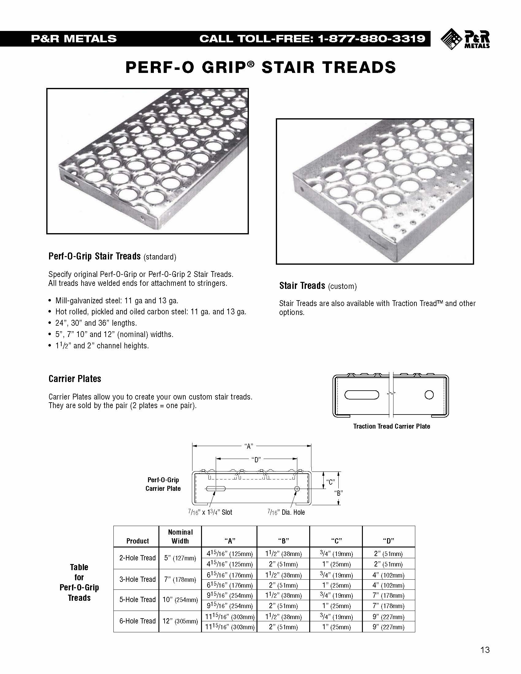 PerfOGrip Plank Stair Treads 2" Deep x 10" Wide x 11 Gauge Pre