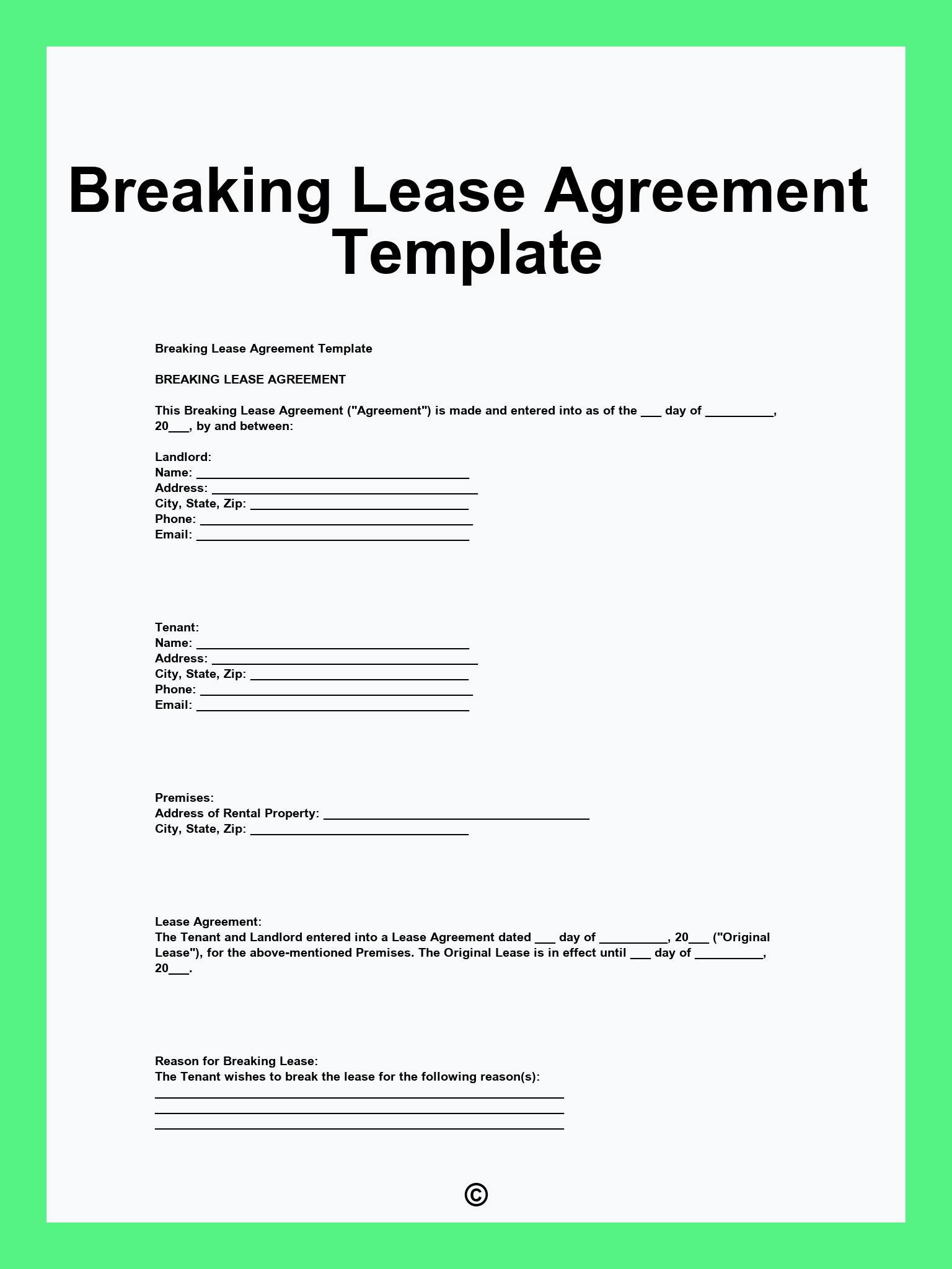 Breaking Lease Agreement Template