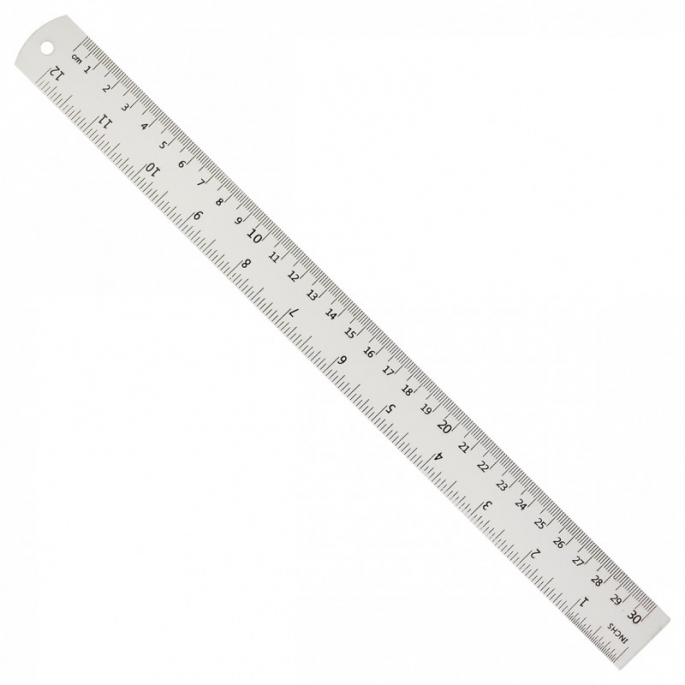 Extra thin 30cm aluminium ruler with centimeters and inches