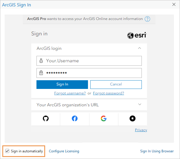 Start ArcGIS Pro with a Named User license—ArcGIS Pro Documentation