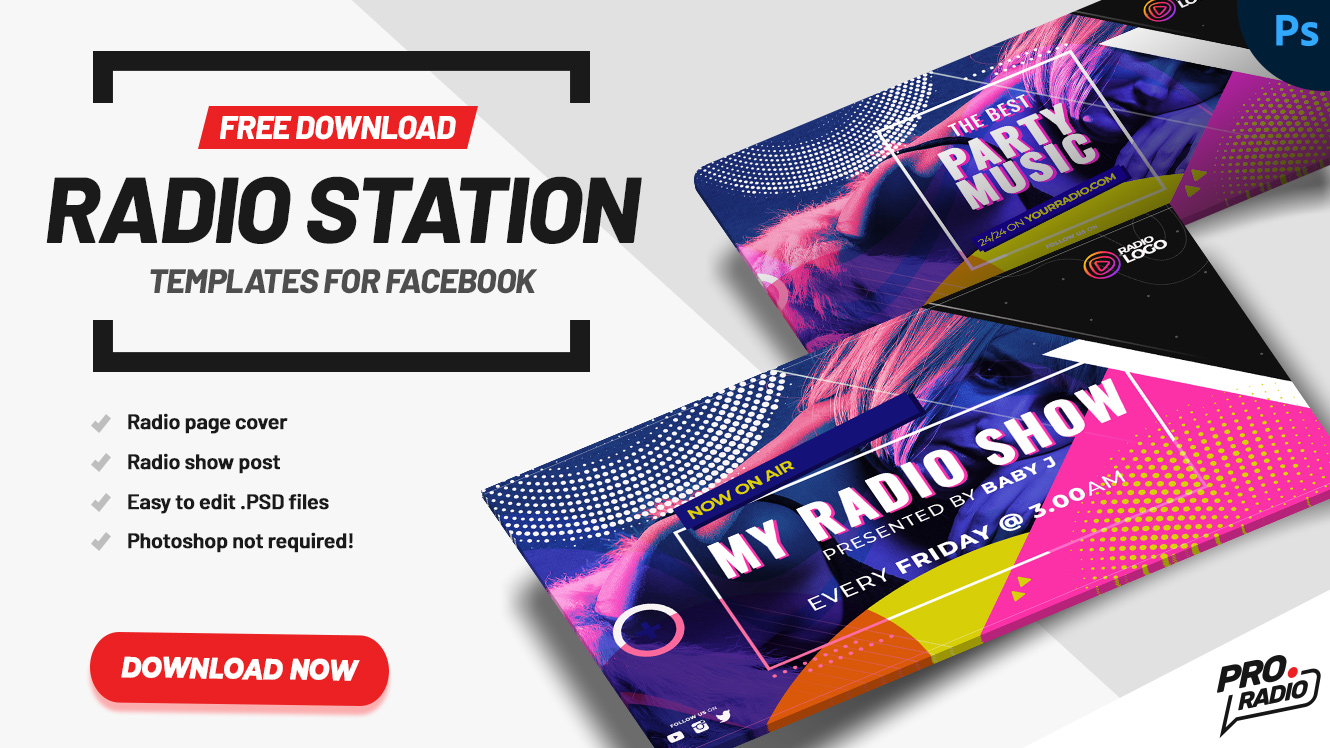 Free PSD template for Pop and Dance radio station Pro.Radio