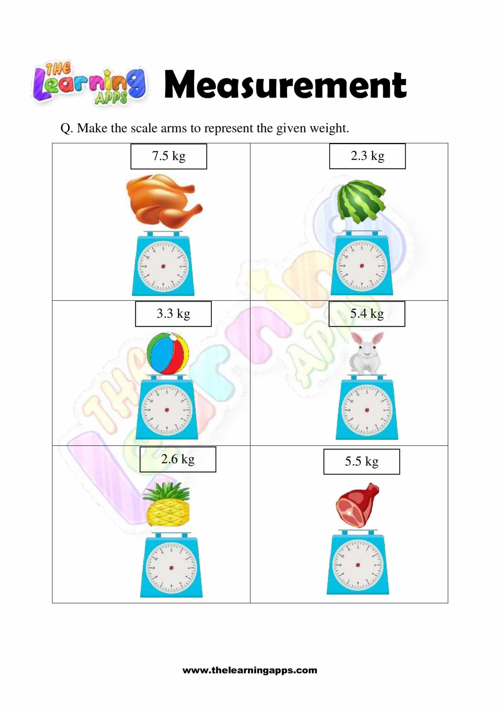 Free Measurement Worksheet for Grade 1 The Learning Apps