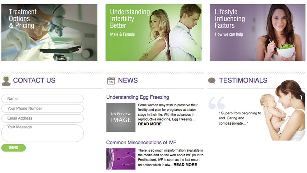 Galway Fertility Clinic Proactive Design & Marketing site, PR, Social