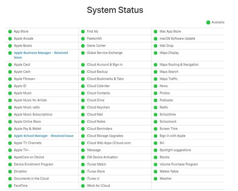 Check Apple Server Status App Problems & Solutions