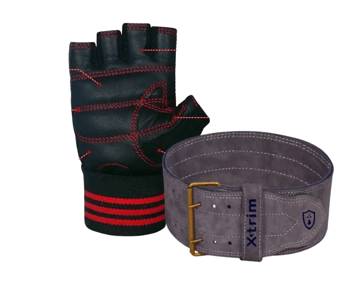 Gym Accessories Deal Lealther Belt and Gloves Combo Probuilder