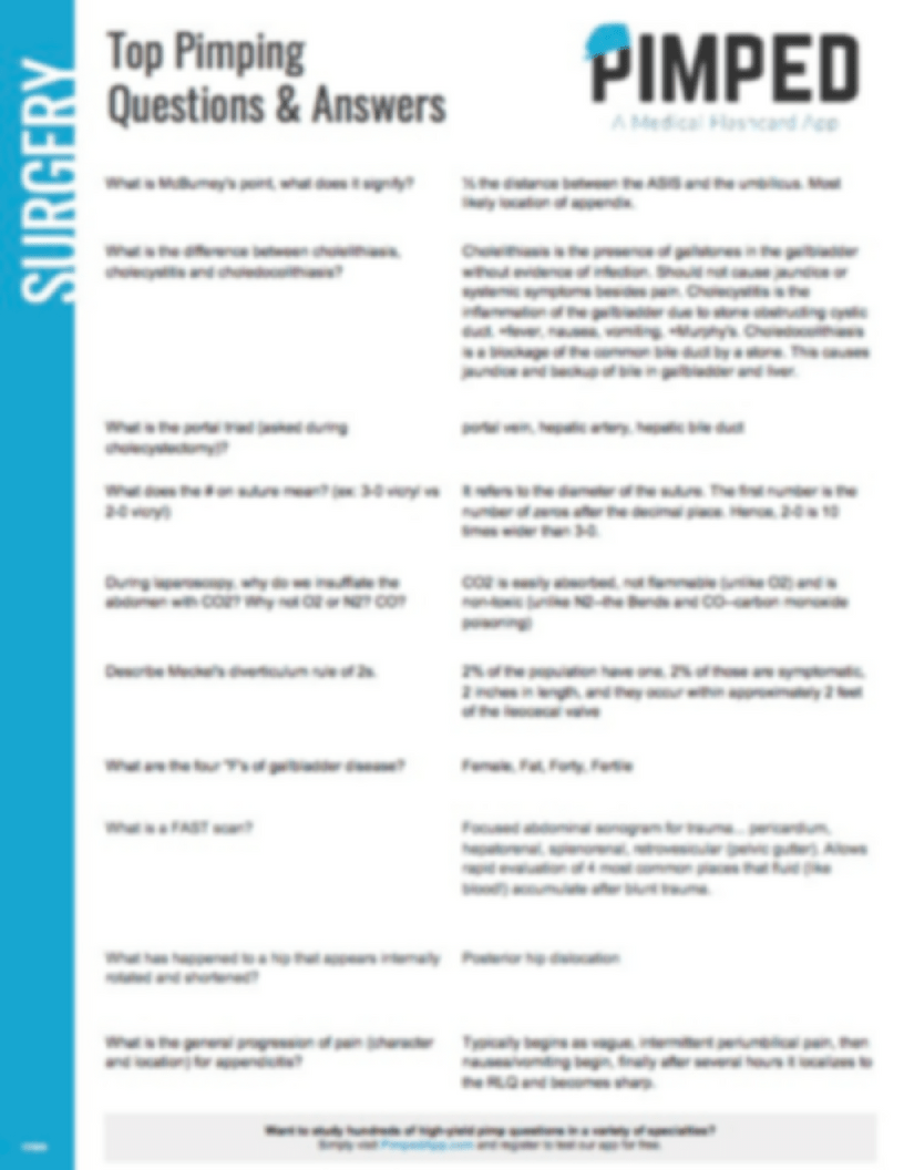 Top Ten Pimping Questions for Surgery » Procedure Ready