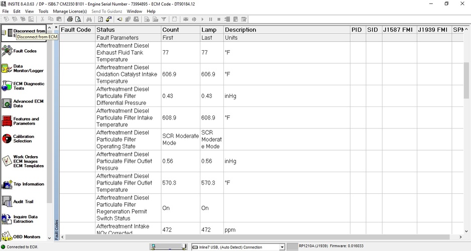 Fault code spn 2033 fmi 19