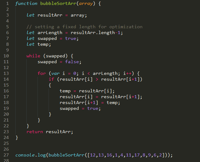 Algorithms Bubble sort (JavaScript, PHP)