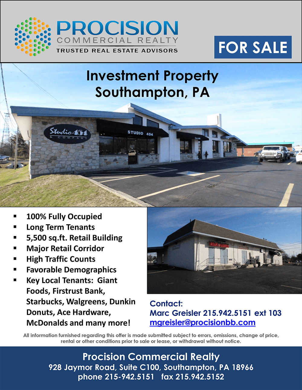 Bucks County Retail Investment Property for Sale Procision Business