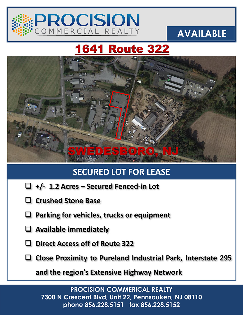 Secured Yard Space for Lease Route 322 in Swedesboro Procision