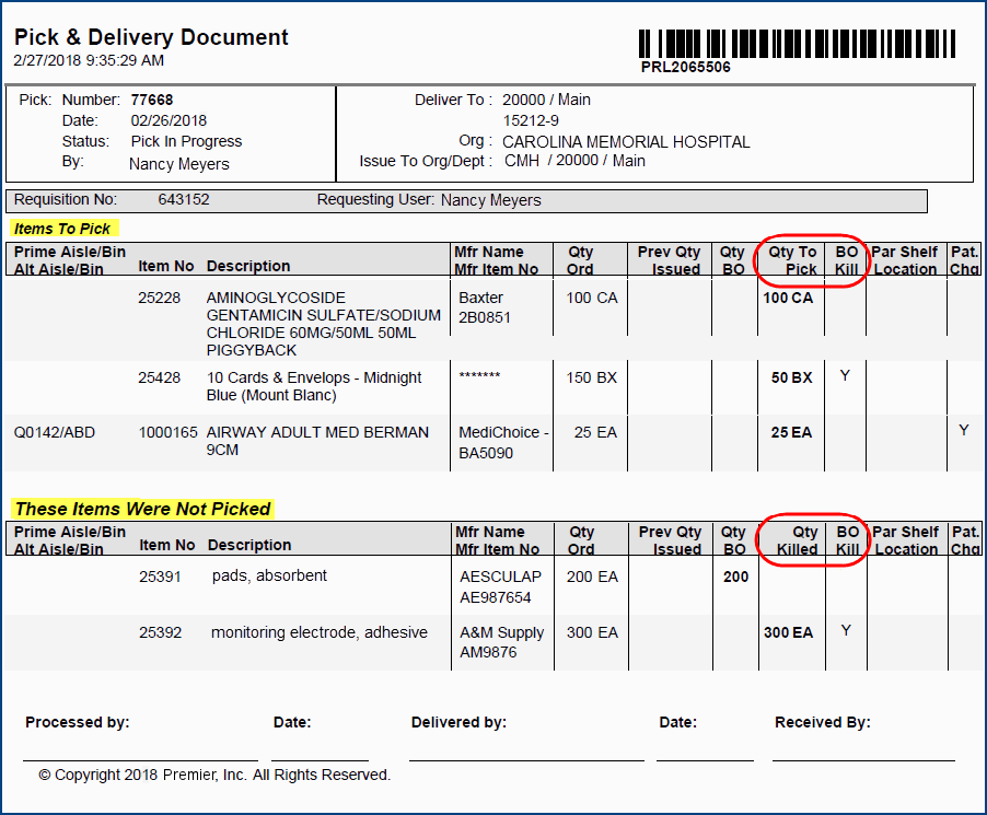 Building Pick Lists Manually and Picking Requisitions