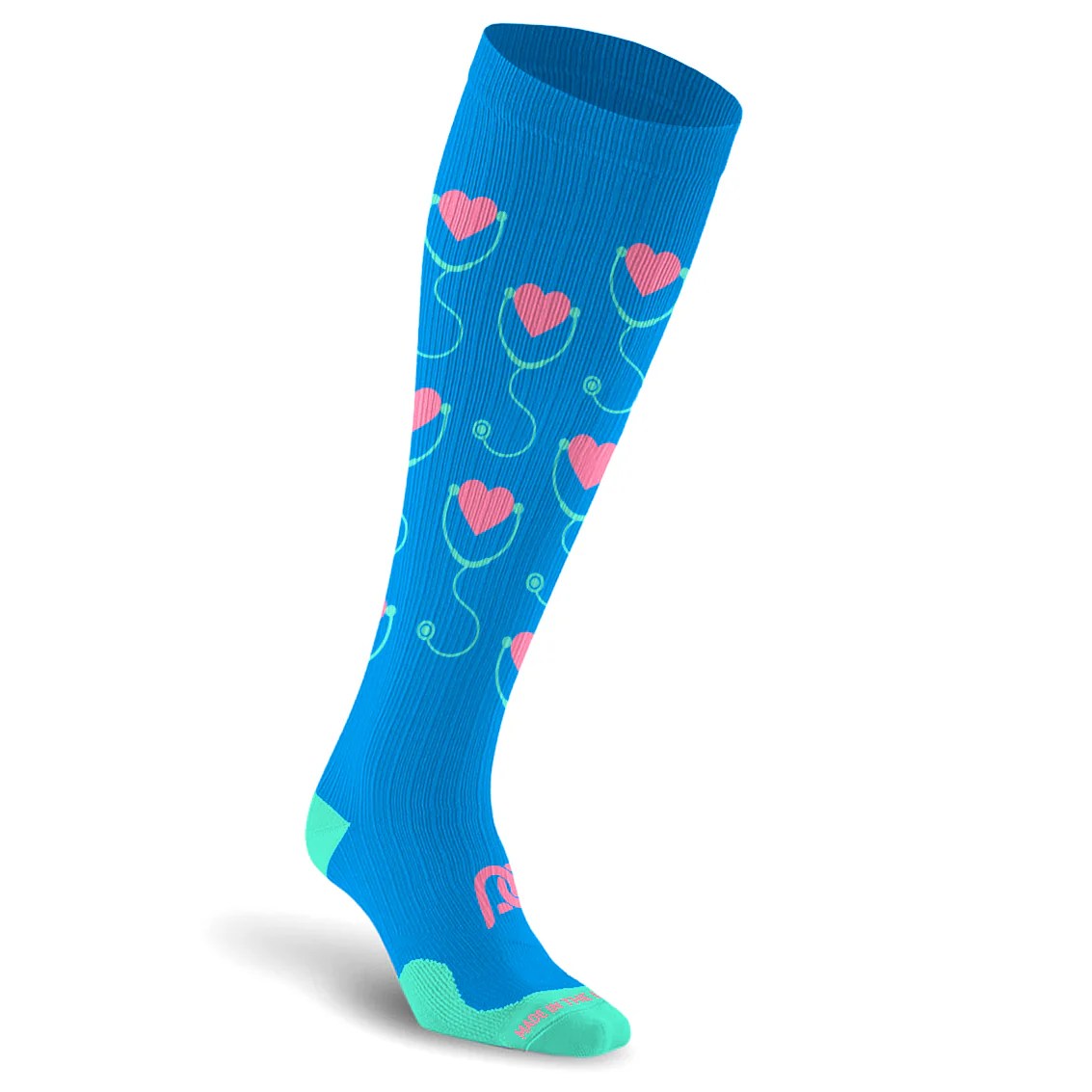 Best Compression Socks for Nurses Blue Stethoscopes