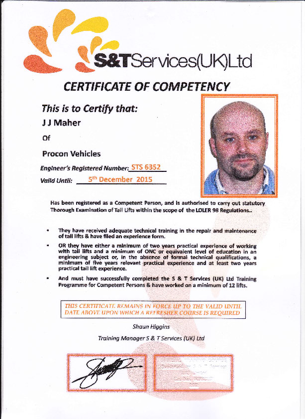 Certification Procon Vehicles
