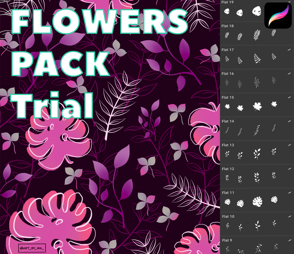 It is convenient to draw tropical flowers and leaves with this brush